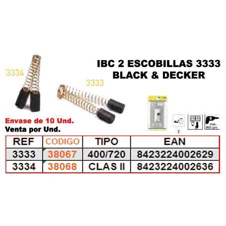 BAJA IBC 3-334 2 ESCOBILLAS BLACK&DECKE CLAS II