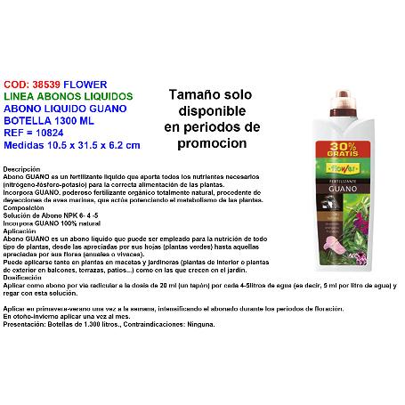BAJA FLOWER ABONO LIQUIDO GUANO BOTELLA 1300ML 10824