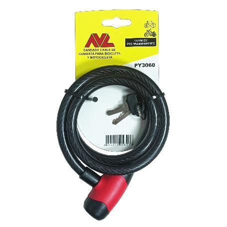 AVL CANDADO CABLE 5,5 MM DE CUBIERTA CON LLAVE SERRETA PY3060