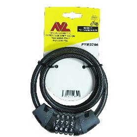 AVL CANDADO CABLE CUBIERTA COMBINACION 4,5 MM 4 DIGITOS PYM3786