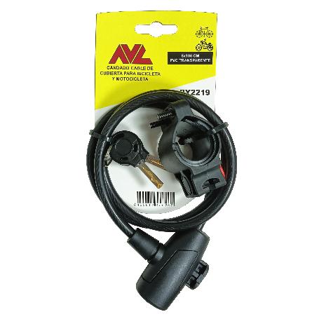 AVL CANDADO CABLE 3,8 MM DE CUBIERTA CON LLAVE DE PUNTOS PY2219