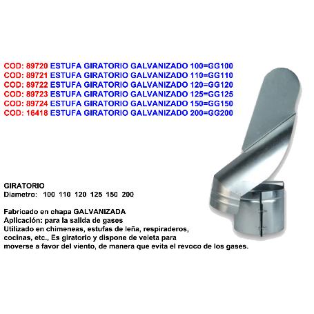 ESTUFA GIRATORIO CON VELETA GALVANIZADO 150 GG150