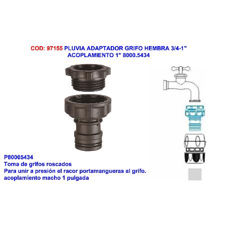 PLUVIA-GF ADAPTADOR TOMA GRIFO HEMBRA 3-4-1  5434-100-010-090