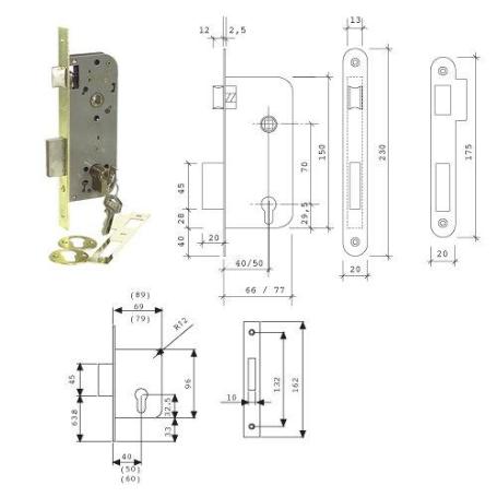CERRADURA DE GAMA OBRA 2031 PARA PUERTAS DE MADERA, SOLO PALANCA, ENTRADA DE 40MM, CILINDRO TE5, ACABADO HIERRO LAT