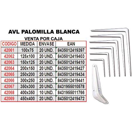AVL PALOMILLA BLANCA 300X250        1944-1 (CAJA 24 UNIDADES)
