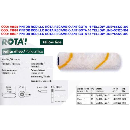 PINTOR ROTA RODILLO  RECAMBIO ANTIGOTA 10 YELLOW 50320-309 (CAJA 10 UNIDADES)