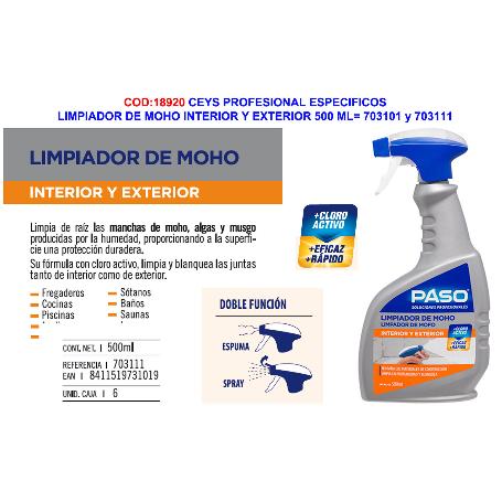 LIMPIADOR MOHO INTERIOR Y EXTERIOR 500ML PISTOLA