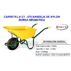 CARRETILLA OBRA NYLON PL. 100L RUEDA NEUMATICA