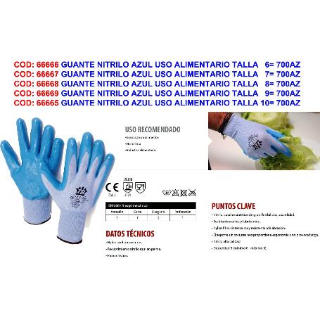 GUANTE NITRILO AZUL USO ALIMENTARIO TALLA   7  700AZ TOUCH