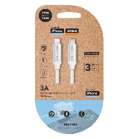 TECH CABLE PD IPHONE ULTRAPIDA NYLON 1M BLANC USB-C A APPLE 2203