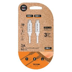 TECH CABLE PD MOVIL ULTRAPIDA NYLON 1M BLANC USB-C A USB-C 2204