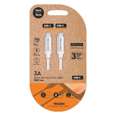 TECH CABLE PD MOVIL ULTRAPIDA NYLON 1M BLANC USB-C A USB-C 2204