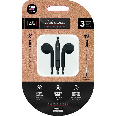 TECH AURICULARES CON MICROFONO JACK 3.5 MM NEGRO TEC1002