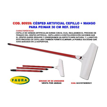 CESPED ARTIFICIAL CEPILLO + MANGO PARA PEINAR 30 CM 28052