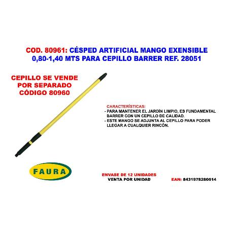 CESPED ARTIFICIAL MANGO EXTENSIB. 0,80-1,40 CEPILLO BARRER 28051