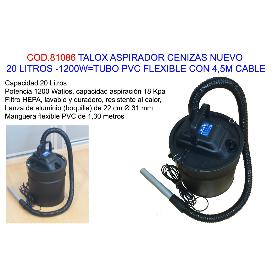 TALOX ASPIRADOR CENIZAS  20L-1200W TUBO FLEXIB+4,5M CABLE VC2014