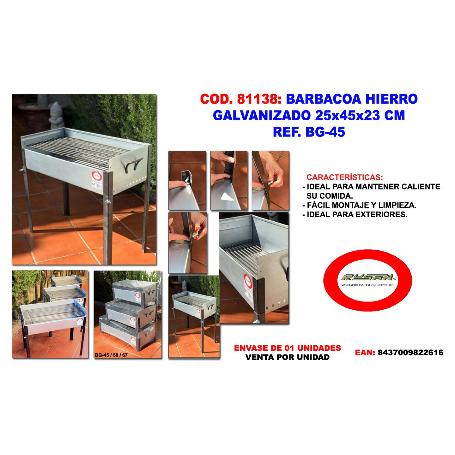 BARBACOA HIERRO GALVANIZADO 25 X 45 X 23 BG-45