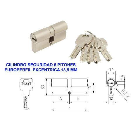 MCM CILINDRO SEGURID EURO ANTIBUMPING BPSPN 35X35 R-13.5 NIQUEL