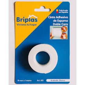 BRIPLAS CINTA ADHESIVA DOBLE 2 CARA ESPUMA 19 MMX 1 M BLANCO 501
