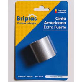 BRIPLAS CINTA ADHESIVA AMERICANA 1X ROLLO 38MM X 2 M GRIS 502P