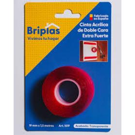 BRIPLAS CINTA ADHESIVA DOBLE CARA EXTRAFURTE 19MMX1.5 M ROJA 509