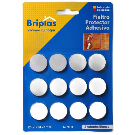 BRIPLAS FIELTRO ADHESIVO 12 U REDONDO 22 Ø MM BLANCO 101B