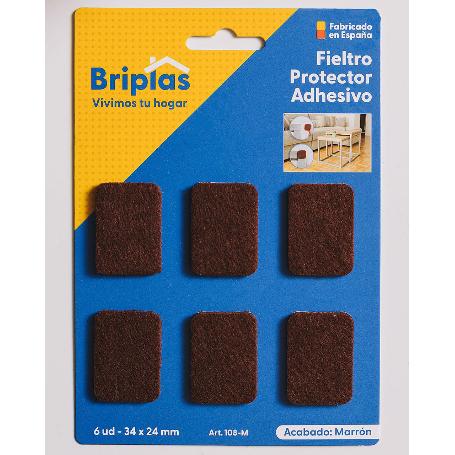 BRIPLAS FIELTRO ADHESIVO 6 U RECTANGULAR 34X24 MM MARRON 108M