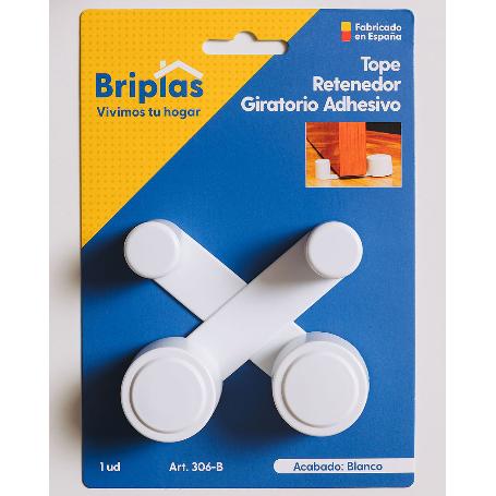 BRIPLAS TOPE PUERTA ADHESIVO RETENEDOR GIRATORIO 2 U BLANCO 306B
