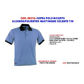 COFRA POLO M-CORTA FINSTOCK ALGODON-POL. MARTINIQUE CELESTE T-M