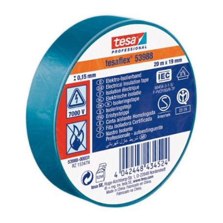 TESA CINTA AISLANTE HOMOLOGADA AZUL 20MX19MM 53988