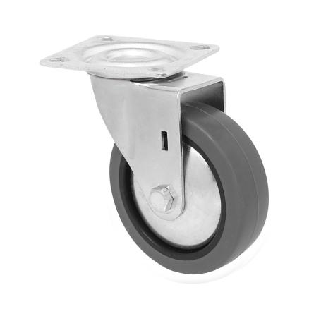 RUEDA MOBILIARIO 60 Ø GOMA GRIS PLACA 46X46 50 KG 18H0340