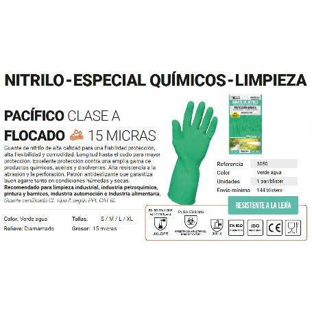GUANTE SIFER NITRILO VERDE 15 MICRAS CLASE A PACIFICO T-S-7
