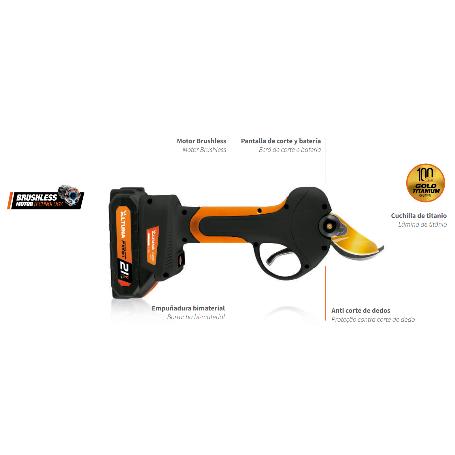 ALTUNA TIJERA PODA 2 X BATERIA 21V-2.5 AH  CORTE 37Ø AF37