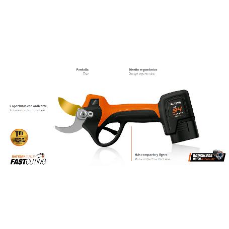 ALTUNA TIJERA PODA 2 X BATERIA 16.8V-2.6AH TITAN CORTE 34Ø AB34