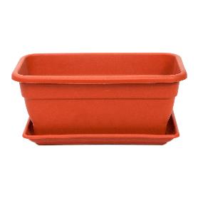 JARDINERA MACETERO RECTANGULAR PLASTICO TERRACOTA EVA 40CM+PLATO