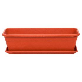 JARDINERA MACETERO RECTANGULAR PLASTICO TERRACOTA EVA 60CM+PLATO