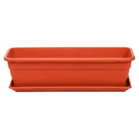 JARDINERA MACETERO RECTANGULAR PLASTICO TERRACOTA EVA 60CM+PLATO