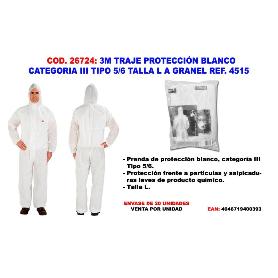 3M TRAJE PROTECCION BLANCO CATEGORIA III TIPO 5-6 L REF. 4515