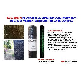 PLUVIA MALLA SOMBREO-OCULTACION  90G-M2 VERDE 1,50X50 MT RO