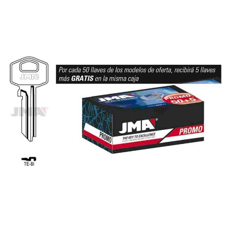 LLAVES JMA PROM. 50 LLAVES+5 GRATIS ACERO TIPO A MOD TE- 8I (CAJA 50 UNIDADES)