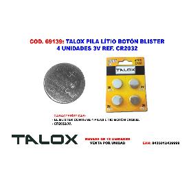 TALOX PILA LITIO BOTON BLISTER 4 UNDS 3V CR2032