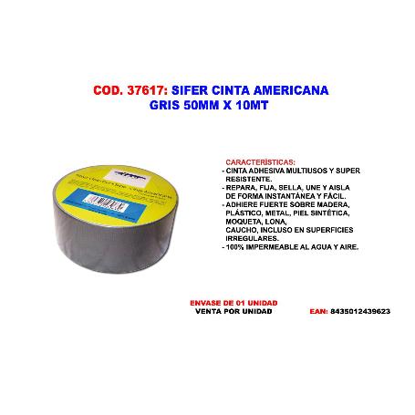 SIFER CINTA AMERICANA GRIS 50MM X 10 MT