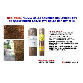 PLUVIA MALLA SOMBREO-OCULTACION 90G-M2 BREZO 1,50X50 MT ROLL