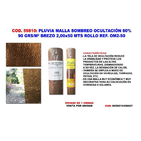 PLUVIA MALLA SOMBREO-OCULTACION 90G-M2 BREZO 2,00X50 MT ROLL