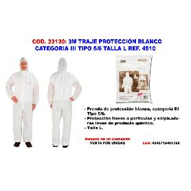 3M TRAJE PROTECCION BLANCO CATEGORIA III TIPO 5-6 L REF. 4510