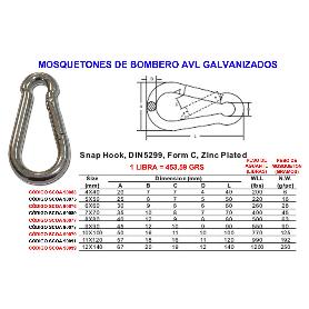 MOSQUETONES BOMBERO AVL DE   4X  40 GALVANIZADO (CAJA 25 UNIDADES)