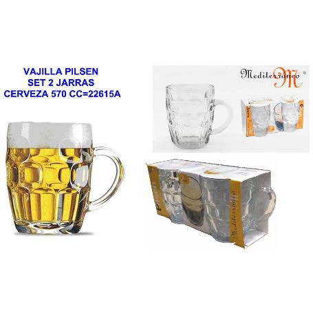 VAJILLA PILSEN SET 2 JARRAS CERVEZA 570 CC 22615A