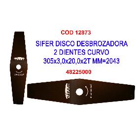 SIFER DISCO DESBROZADORA 2 DIENTES CURVO 305X3,0X20,0X2T MM 2043