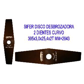 SIFER DISCO DESBROZADORA 2 DIENTES CURVO 305X3,0X25,4X2T MM 2043