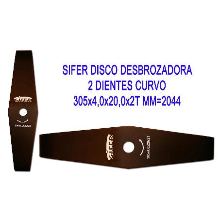 SIFER DISCO DESBROZADORA 2 DIENTES CURVO 305X4,0X20,0X2T MM 2044